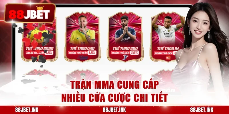 Trận MMA cung cấp nhiều cửa cược chi tiết